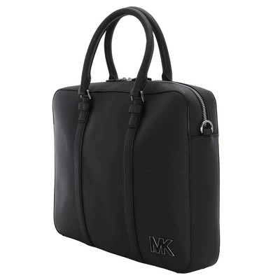 Pre-owned Michael Kors Black Crossgrain Leather Hudson Briefcase 33s2mhda6t-001