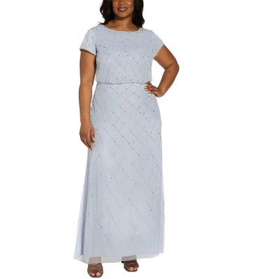 

Adrianna Papell Женское синее вечернее платье в сетку с украшением, 14 Вт, BHFO 4909, Glacier