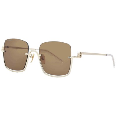 Pre-owned Gucci Brown Square Ladies Sunglasses Gg1279s 002 54 Gg1279s 002 54