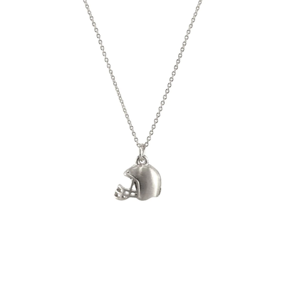 Matte Silver Football Helmet Necklace - 16 + 2 " | Jewelry f