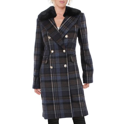

Vince Camuto Womens Brown Midi Heavy Walker Coat Верхняя одежда  BHFO 5817, Brown plaid
