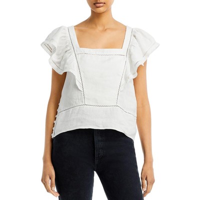 

Женская льняная блузка с квадратным вырезом Faherty Mariposa BHFO 3894, Белый