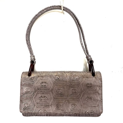 Auth PRADA - B6770 Light Pink Dark Gray Leather Handbag