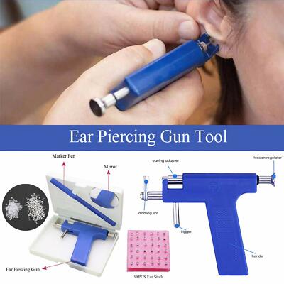 114PCS Ear Piercing Gun Body Nose Navel Stud Ring Professional Tool Jewelry Kit