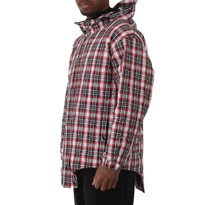 Pre-owned Burberry Bright Red Check Diamond Quilted Cut-out Hem Parka
