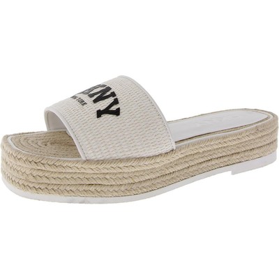 DKNY Womens Fiona Arch Logo White Slide Sandals Shoes 8.5 Medium (B,M) BHFO 5006