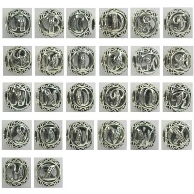 New Authentic Pandora Charms Letters Alphabet Bead Sterling Silver