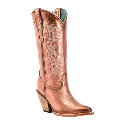 Corral Ladies Rose Gold Embroidery Pointed Toe Western Boots Z5232