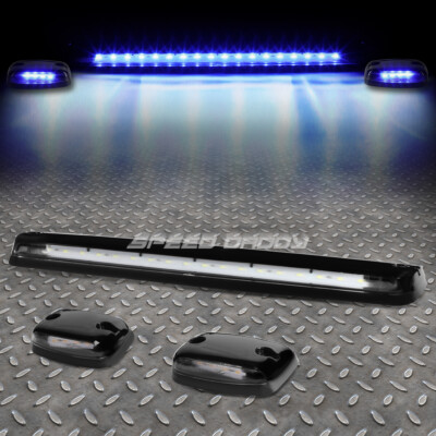 ДЛЯ 07-13 SILVERADO/SIERRA 3ШТ ЧЕРНЫЙ КОРПУС СИНИЙ СВЕТОДИОДНЫЙ ХОДОВОЙ ФОНАРЬ НА КРЫШЕ КАБИНЫ
