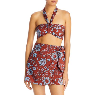 Faithfull the Brand Womens Le Tahiti Brown Floral Cropped Top 12 BHFO 1130