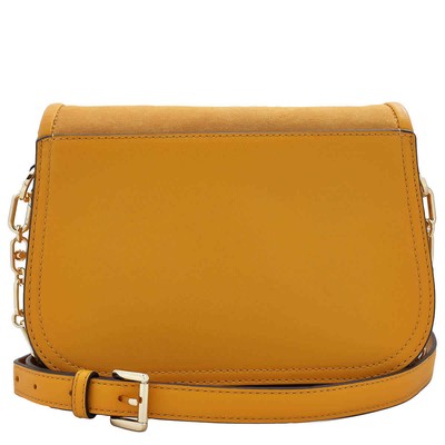 Pre-owned Michael Kors Parker Medium Saddle Messenger Bag 30f2g7pc5s-878 In Golden Rod