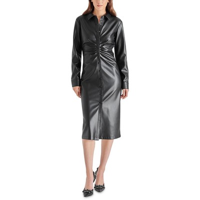 Вечернее платье-миди из искусственной кожи Steve Madden Womens Mclain Black 2 BHFO 8410