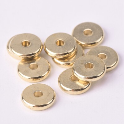 4/5/6/7/8/10/12mm Solid Brass Gold/Rose Gold Flat Round Coin Shape Metal Beads