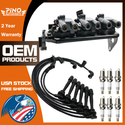 Ignition Coil & Spark Plug & Wire Kit For 05-09 Hyundai Tucson Kia 2.7L V6 UF498
