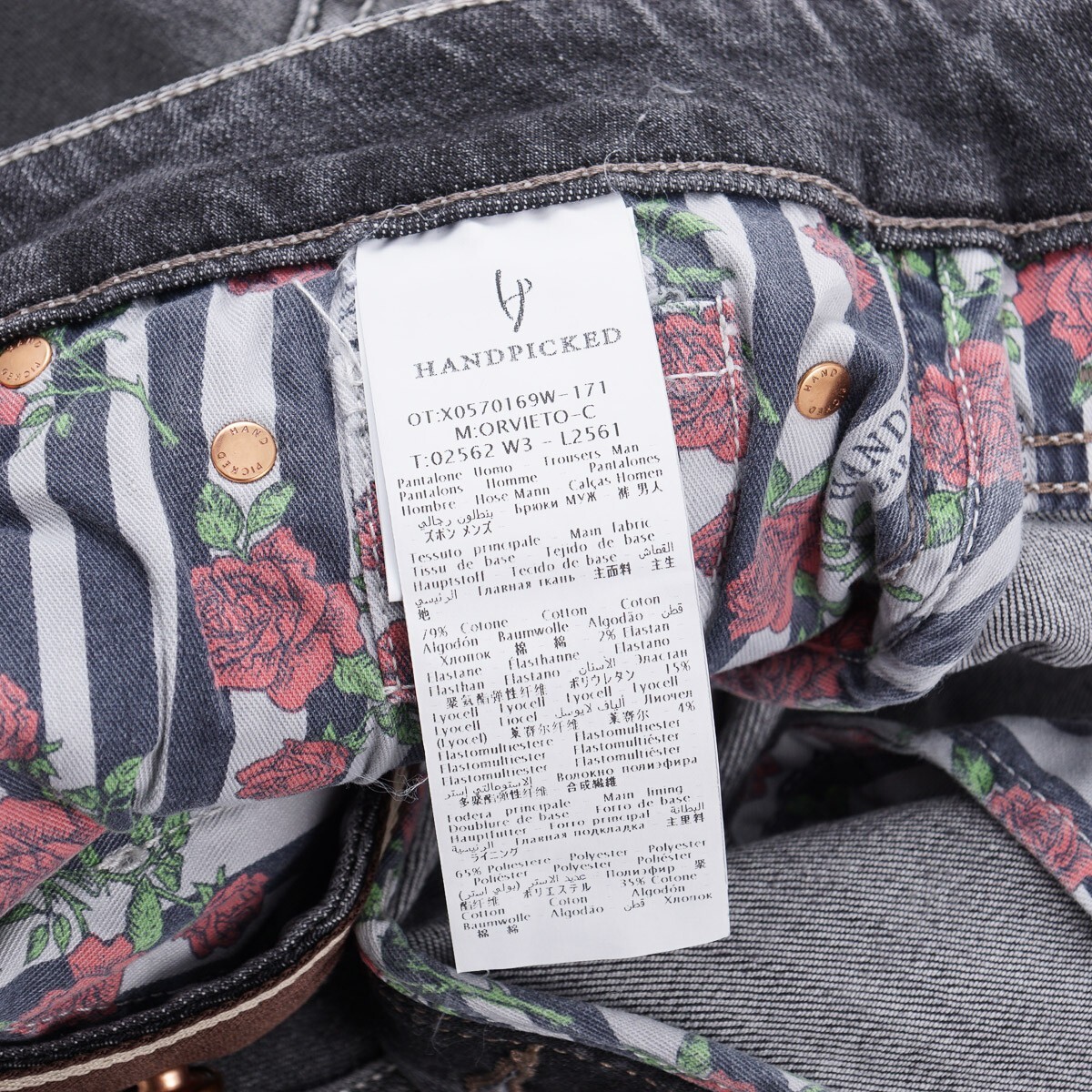 Pre-owned Handpicked Slim Tapered Fit 'orvieto' Faded Gray Wash Denim Jeans 38