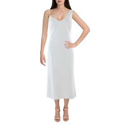 Женское белое свадебное макси-платье без рукавов с вырезом DKNY 10 BHFO 7601