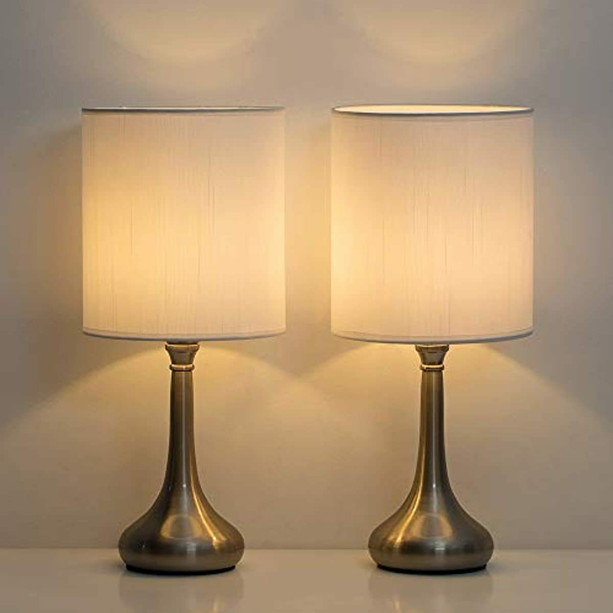 Haitral Small Table Lamps Modern Nightstand Lamps Set Of 2 With Metal Base And Ebay