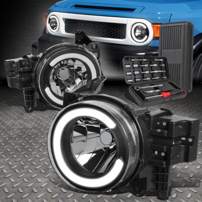 ДЛЯ 07-14 Toyota FJ Cruiser LED DRL ЧЕРНЫЙ КОРПУС ФАР ГОЛОВНОГО СВЕТА + НАБОР ИНСТРУМЕНТОВ