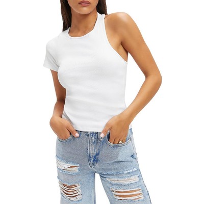 Хорошая американская женская белая асимметричная блузка из органического хлопка 4 BHFO 4087