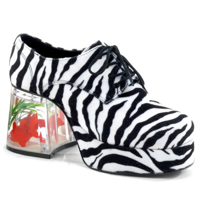 White Platform Pimp Stag Party Disco Dancer Costume Shoes Clear Fish Tank Mens