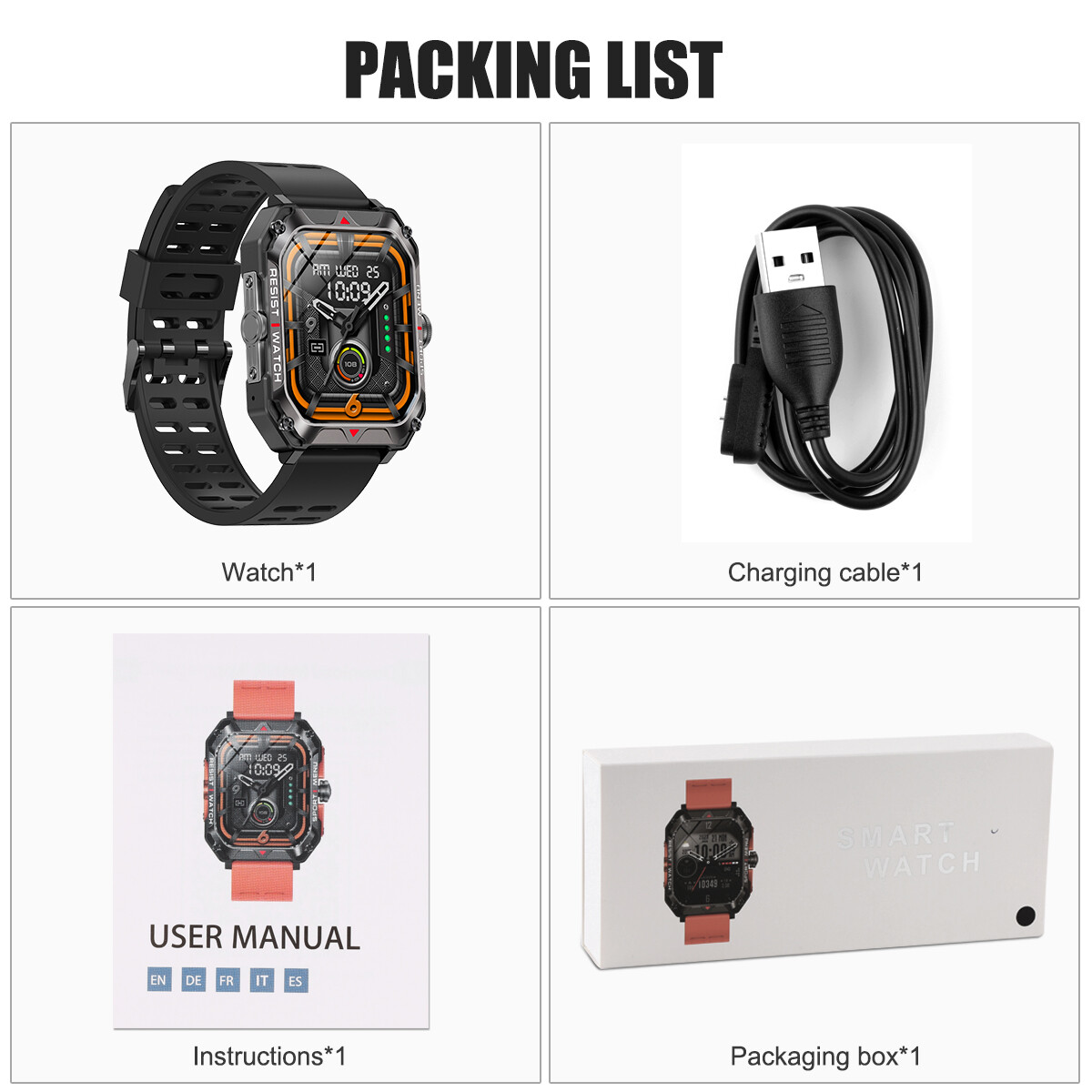 Rugged Military Smart Watch Men Android iOS Fitness Watches Waterproof New 2023.