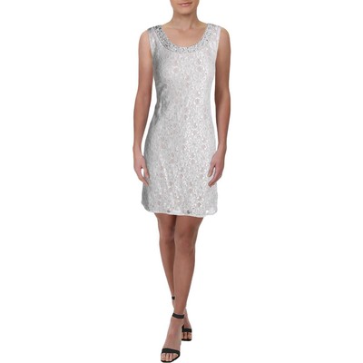 R&M Richards Womens Ivory Lace Sleeveless Party Cocktail Dress 16 BHFO 6954