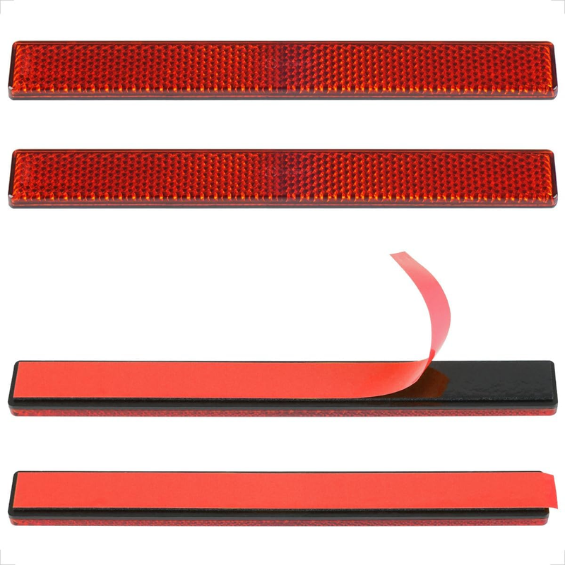 Stick-On Rectangular Reflectors Red Safety Reflector 6.53 Inch Motorcy