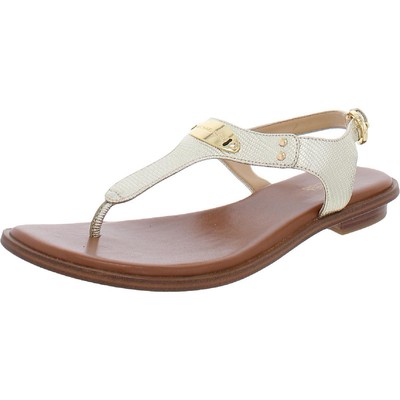 

MICHAEL Michael Kors Womens MK Plate Gold Thong Sandals 7.5 Medium (B,M) 3385, Pale gold