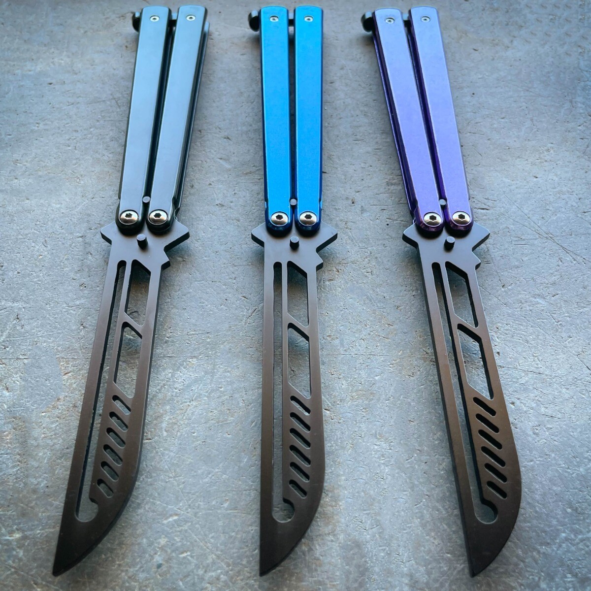 High Quality Practice BALISONG METAL BUTTERFLY Trainer Knife BLADE Tool Dull