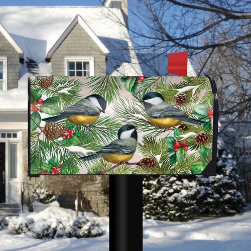 Winter Chickadees Mailbox Cover  - Standard Size - Briarwood Lane