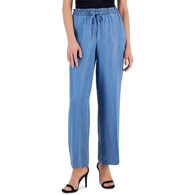 Женские широкие брюки Anne Klein синего цвета с завязками по низу из тенсела XL BHFO 9038