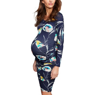 

Женское темно-синее трикотажное рабочее платье A Pea In The Pod с цветочным принтом для беременных  BHFO 3438, Navy multi