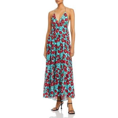 

Женское синее летнее платье макси с открытой спиной Alice and Olivia Mae  BHFO 9187, Beach bliss aqua