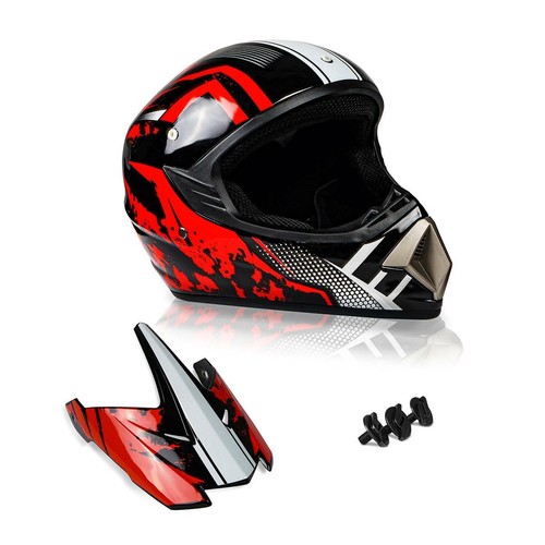 Red Full Face Motocycle Helmet DOT Offroad Dirt Bike Racing Head Protector SMLXL