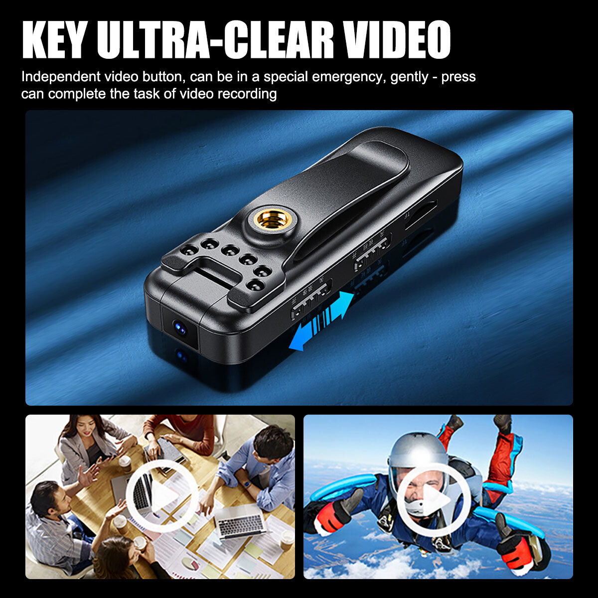 2023 Portable 1080P HD Covert Camera Audio Video Recorder Back Clip IR Night Cam