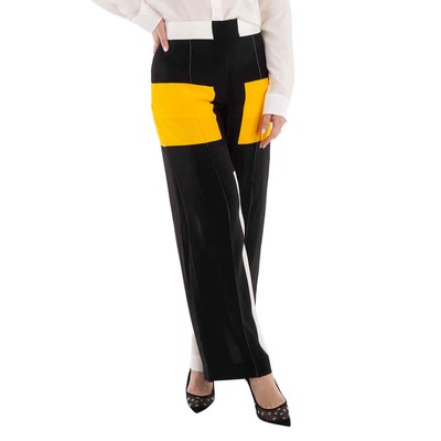 Pre-owned Burberry Deep Saffron Colorblock Jane Tailored Trousers In Yellow