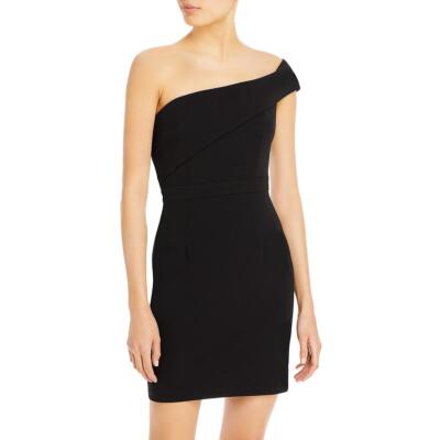 Женское черное трикотажное коктейльное платье-футляр Aqua на одно плечо 2 BHFO 4435
