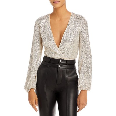 

Рубашка-боди Bardot Womens Metallic Sequined Faux Wrap  BHFO 0297, Rose quartz