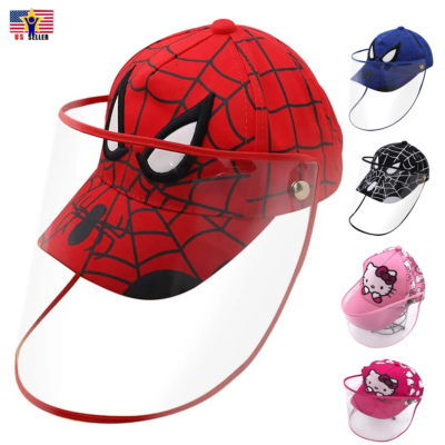 Protective Baseball Kid Child Kitty Spider man Cap Hat Detachable Shield Cover