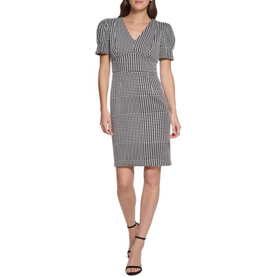 Женское черное платье-футляр в тонкую клетку DKNY 10 BHFO 7958