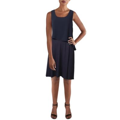 

DKNY Женское темно-синее праздничное платье длиной до колена с поповером  BHFO 4863, Navy