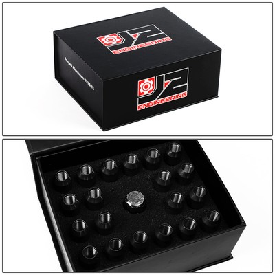 J2 ENGINEERING 7075 FORGED ALUMINUM 20X LUG NUT W/TUNER M12X1.5 60MM LONG BLACK