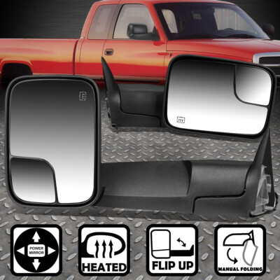 ДЛЯ 94-97 DODGE RAM 1500-3500 POWER + ПАРА СКЛАДНЫХ БУКСИРОВОЧНЫХ ЗЕРКАЛ ЗАДНЕГО ВИДА С ПОДОГРЕВОМ