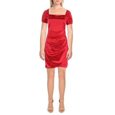 

Женское красное атласное мини-платье Emerald Sundae с короткими рукавами-фонариками для юниоров  BHFO 3399, Красный