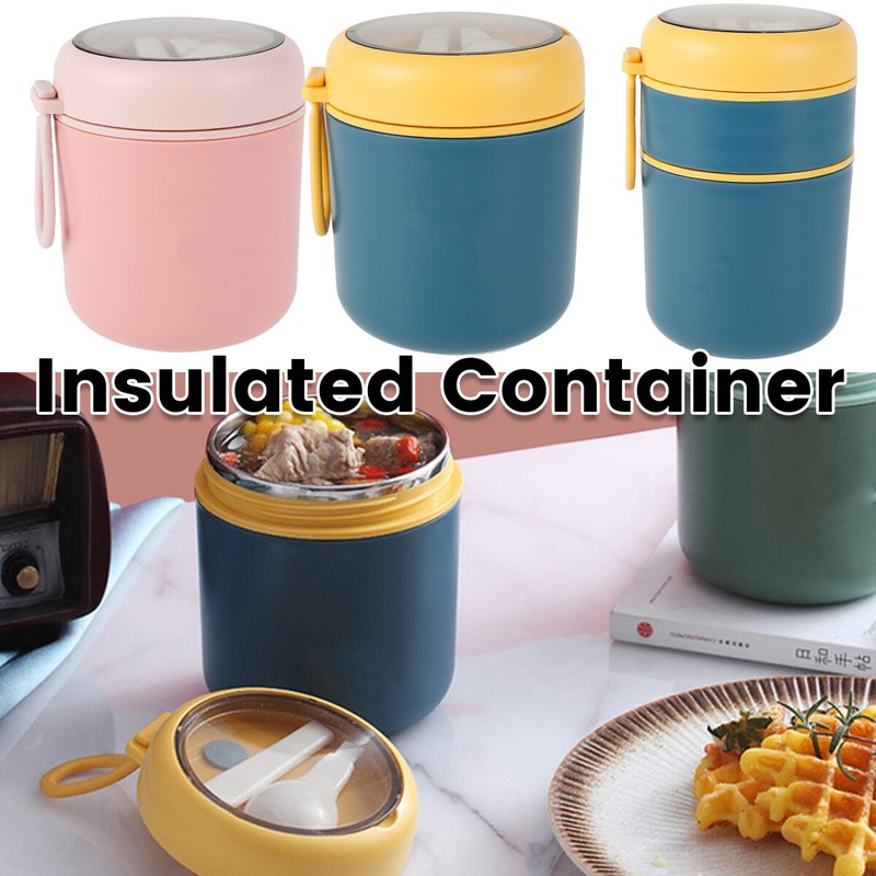 530/710ML Thermo Flask Hot Food Container Thermal 1/2Layer Insulated Lunch Box