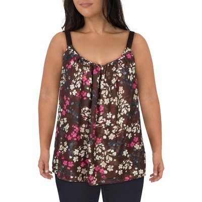 Женская коричневая рубашка-безрукавка с цветочным принтом Lane Bryant Plus 20 BHFO 9291