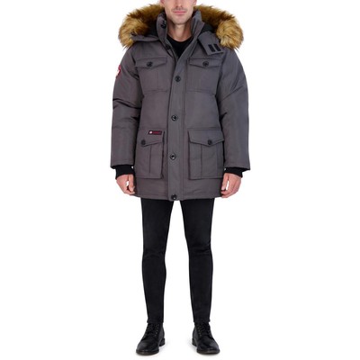 

Canada Weather Gear Mens Grey Faux Fur Utility Parka Coat Outerwear  BHFO 6767, Charcoal