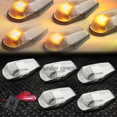 ДЛЯ ПИКАПА 80-96 СЕРИИ F 5ШТ ХРОМИРОВАННЫЕ ЖЕЛТЫЕ СВЕТОДИОДНЫЕ ХОДОВЫЕ ОГНИ НА КРЫШЕ КАБИНЫ + ВЫКЛЮЧАТЕЛЬ