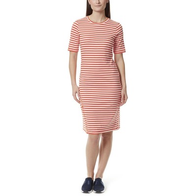 Спортивное женское платье-футболка миди в оранжевую полоску Tinsley Anne Klein M BHFO 9954