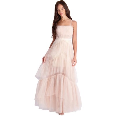 

BCBG Max Azria Oly Женское многоуровневое вечернее платье из тюля с оборками и корсетом без рукавов